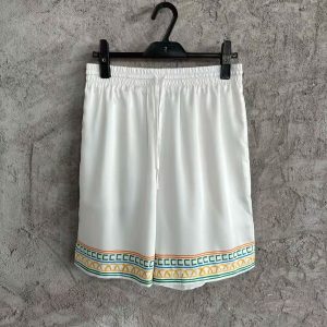 「#3336」CASABLANCA White silk shorts with tennis racket pattern