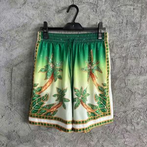 「#3314」CASABLANCA Green jewel pattern silk shorts