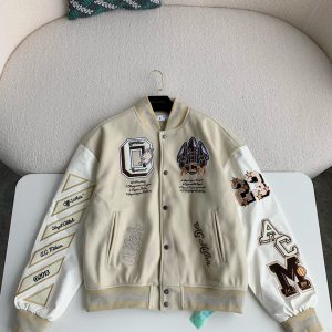 「#2337」OFF-WHITE xAc Milan FW22 Collaborative Colorblock Baseball Jacket