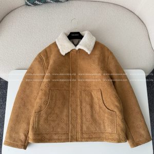 「#5379」Louis Vuitton Monogram Single-breasted long-sleeved leather jacket with embossed lapels
