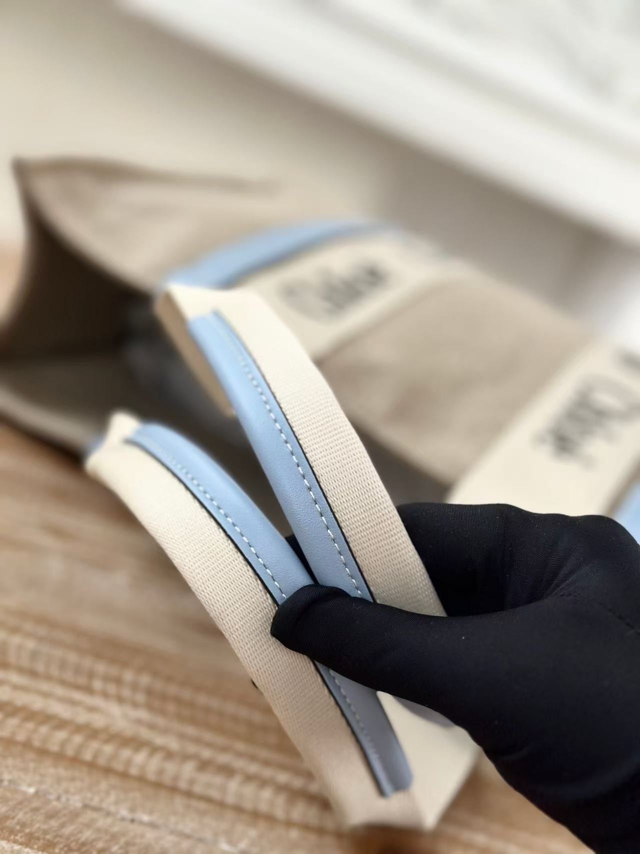 「#3670」Chloe Woody linen pure cotton canvas and glossy small dough, blue casual bag Large size: 45*33*13cm