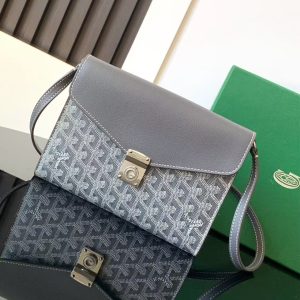 「#3769」Goyard imported cowhide with canvas one-shoulder crossbody bag, size: 21*16*4cm