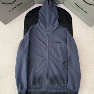 「#4903」Balenciaga ink graffiti embroidered hooded zip-up sweatshirt