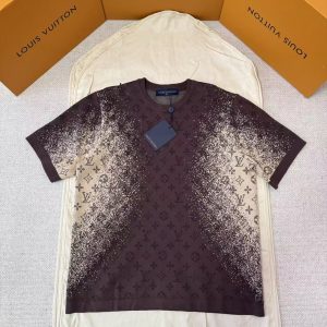 「#5426」LOUIS VUITTON Letter Pattern Jacquard Gradient Knit Short Sleeve