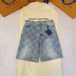 「#4746」LOUIS VUITTON checkerboard denim shorts