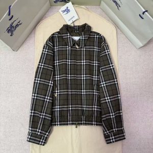 「#5417」BURBERRY check wool Harrington coat