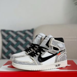 「#4554」Jordan 1 Off-white Hand-Set Rhinestones High Sneakers