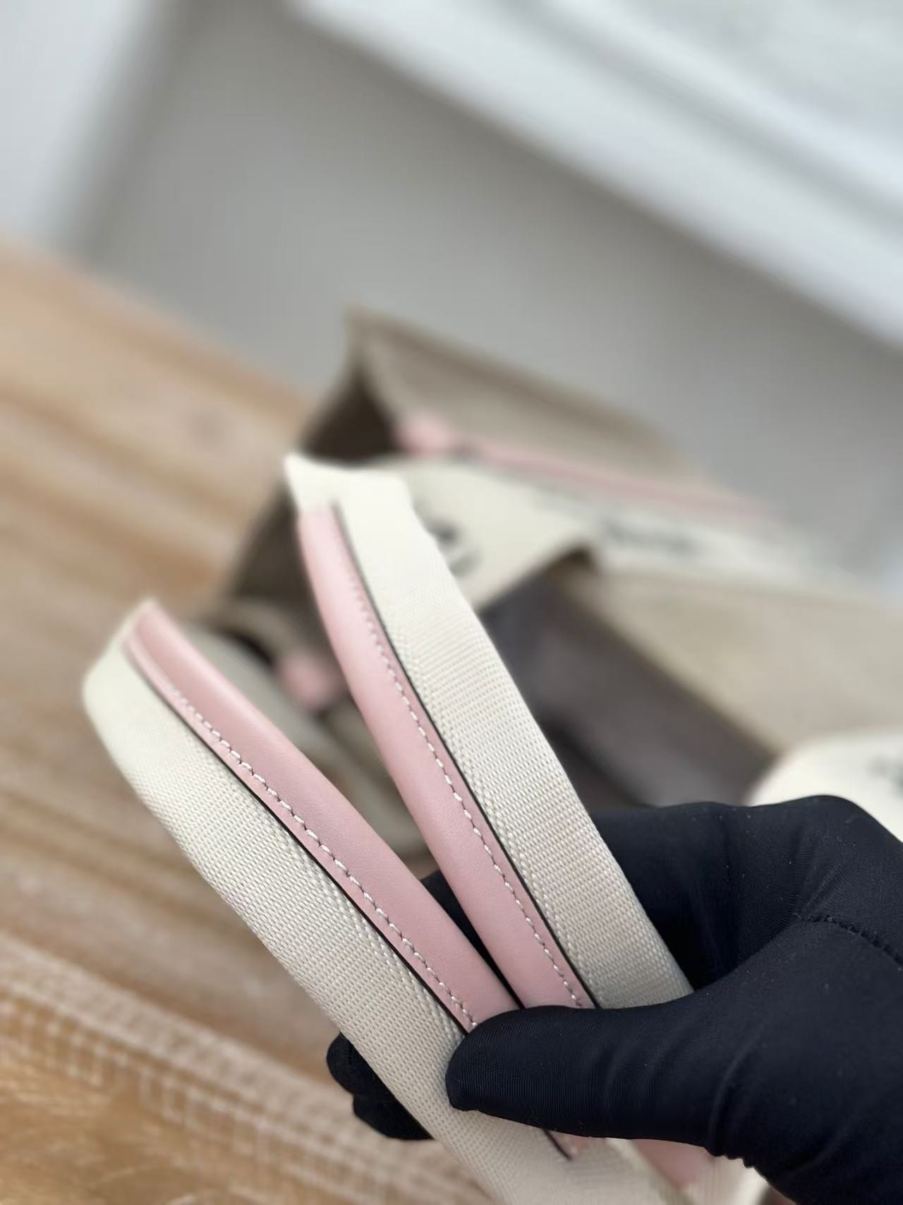 「#3661」Chloe Woody linen pure cotton canvas and glossy small dough, pink casual bag Medium size: 37*26*12cm