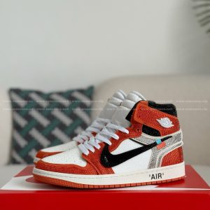 「#4550」Jordan 1 Off-white Hand-Set Rhinestones High Sneakers