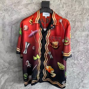 「#3297」CASABLANCA Spring/Summer Red Printed Silk T-Shirt