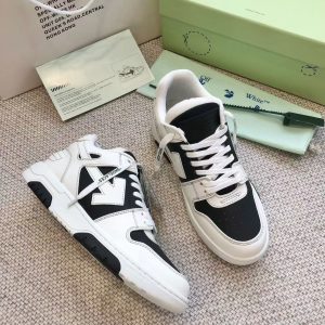 「#3246」Off-White Out-Off-Office Leather  Black and white contrast Sneakers