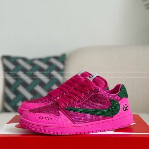 「#4534」Jordan 1 x Gucci Hand-Set Rhinestones Low Sneakers