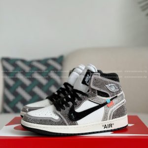 「#4552」Jordan 1 Off-white Hand-Set Rhinestones High Sneakers