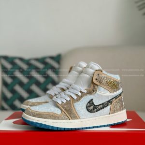 「#4555」Jordan 1 Hand-Set Rhinestones High Sneakers