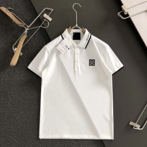 「#2065」Givenchy Monochrome embroidered polo shirt with lapel