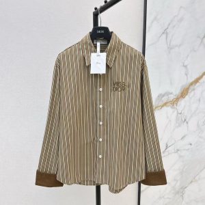 「#3869」Loewe spring and summer new logo embroidery striped shirtLoewe spring and summer new logo embroidery