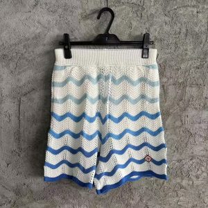 「#3288」Casablanca Blue cotton high-density knitted, water ripple gradient shorts
