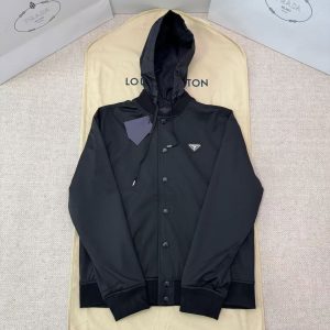 「#4796」PRADA badge hooded long-sleeved jacket