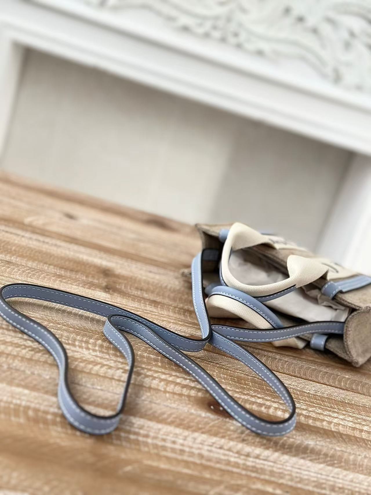 「#3667」 Chloe Woody linen pure cotton canvas and glossy small dough, blue casual bag mini: 20*14*6cm