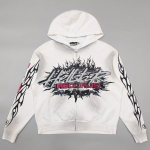 「#4434」Hellstar zip-up hooded long-sleeved monogrammed jacket