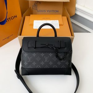 「#1821」Louis Vuitton's new Sac Plat Horizontal Zippé men's black flower briefcase M45165 Size: 31*39*8.5cm