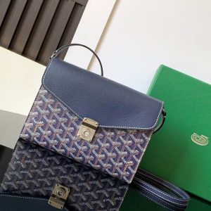 「#3778」Goyard imported cowhide with canvas one-shoulder crossbody bag, size: 21*16*4cm