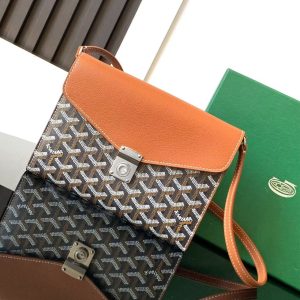 「#3768」Goyard imported cowhide with canvas one-shoulder crossbody bag, size: 21*16*4cm
