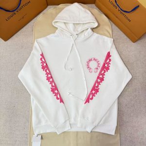 「#5325」Chrome Hearts Pink Horseshoe Back Hooded Sweatshirt