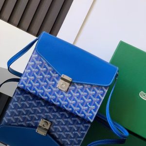 「#3772」Goyard imported cowhide with canvas one-shoulder crossbody bag, size: 21*16*4cm