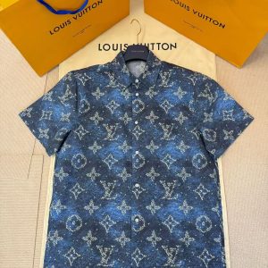 「#4471」LOUIS VUITTON Sailboat Print Short Sleeve Shirt
