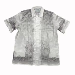 「#1878」Casablanca 22SS guardian plaster, black and white gradient men and women lovers Hawaiian short-sleev