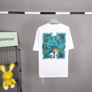 「#3967」off white eco-friendly graffiti arrow print cotton T-shirt