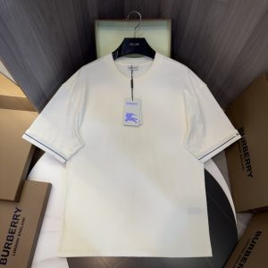 「#2007」Burberry 2024ss the latest white cloth cuffs stitching small war horse printed cotton t-shirt