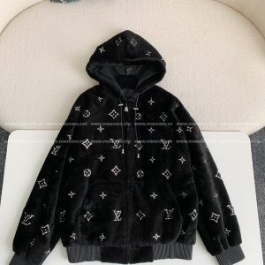 「#2907」Louis Vuitton SS25 Logo Embroidered Wool Hooded Zipper Jacket