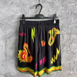 「#3308」CASABLANCA Black rock pattern silk shorts