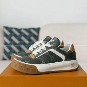 「#5387」LOUIS VUITTON TILTED CANVAS LEATHER BOARD SHOES
