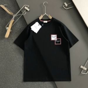 「#3076」Moncler Spring/Summer Black Racket Printed Craft T-shirt