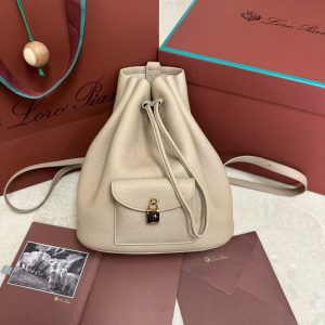 「#3590」oro piana extra imported off-white cowhide drawstring backpack, size: 25*27*14cm