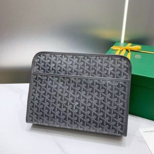 「#3758」Goyard imported cowhide with canvas large toilet bag, size: 30*23*8cm_副本