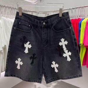 「#3683」Chrome Hearts Limited Edition Colorblock Washed Denim Shorts
