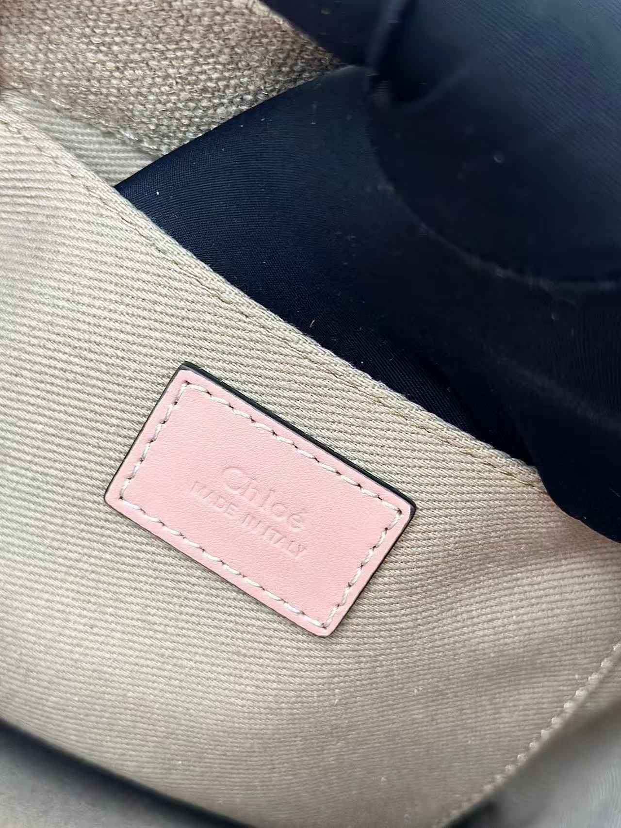 「#3660」Chloe Woody linen pure cotton canvas and glossy crust, pink casual bag Small: 26.5*20*8cm