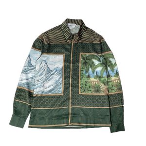 「#1987」Casablanca Alchemy print sun and moon sign totem silk long-sleeved shirt