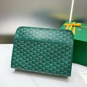 「#3760」Goyard imported cowhide with canvas large toilet bag, size: 30*23*8cm_副本