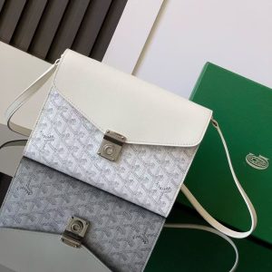 「#3774」Goyard imported cowhide with canvas one-shoulder crossbody bag, size: 21*16*4cm