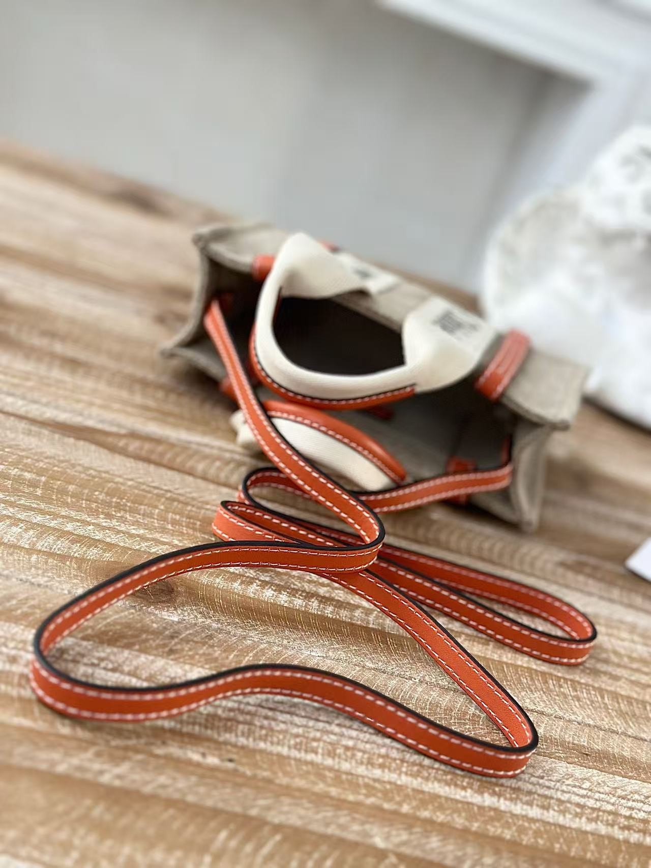 「#3663」Chloe Woody linen pure cotton canvas and glossy small dough, orange casual bag mini: 20*14*6cm