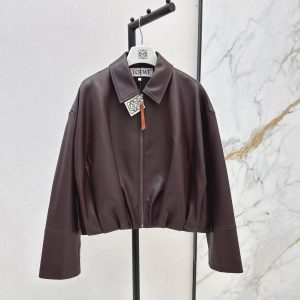 「#3880」Loewe Spring and Summer latest retro modern fashion design imported sheepskin pleated women's jacket